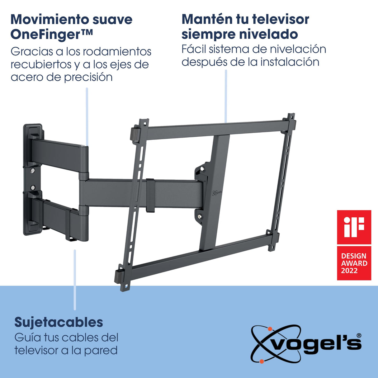 Vogel's Comfort TVM 3845 - Soporte de Pared Giratorio para televisores de hasta 100 Pulgadas, hasta 55 kg, Certificado TÜV, Giratorio hasta 180°, máx. VESA 600 x 400, compatibilidad Universal