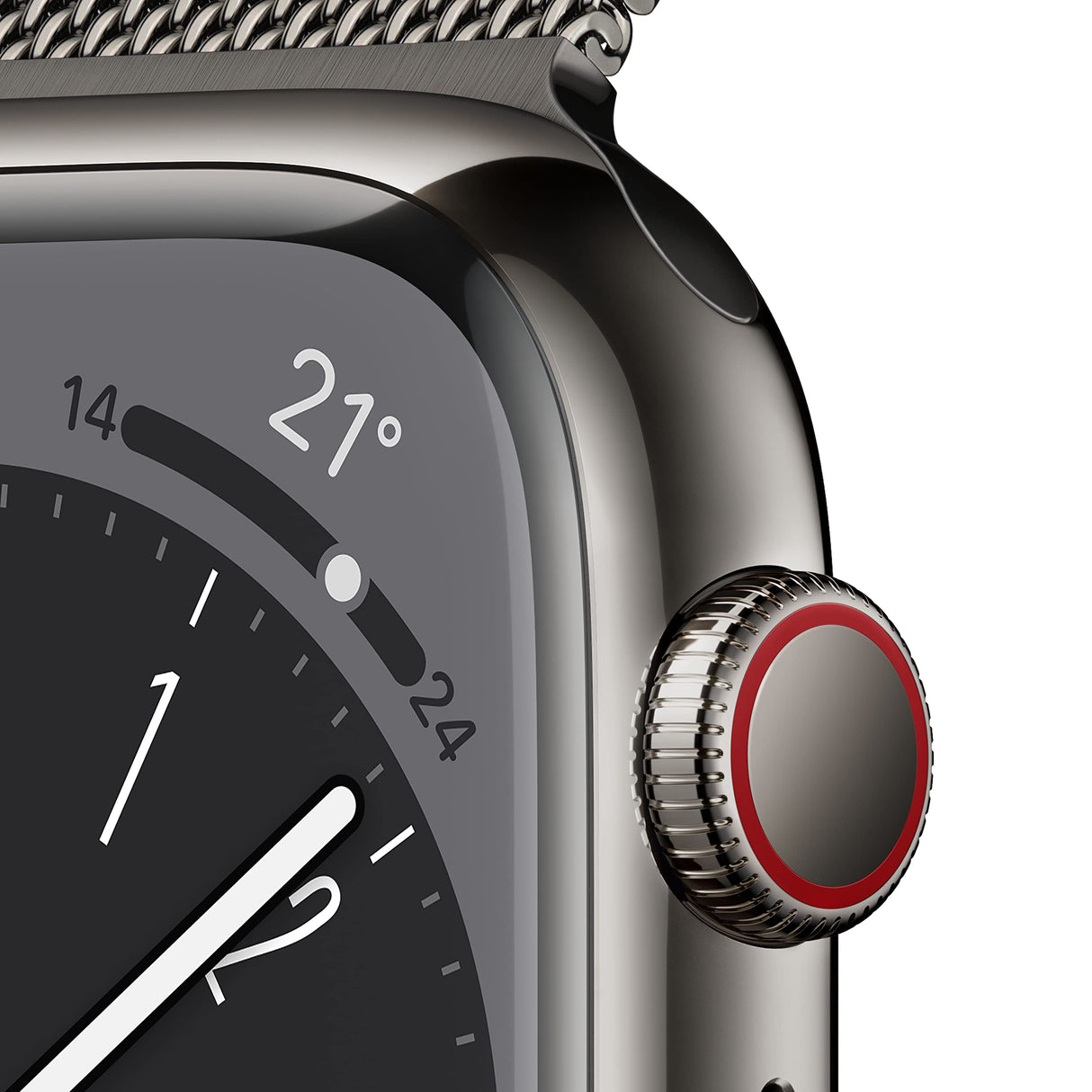 Apple Watch Series 8 (GPS + Cellular, 45mm) Reloj Inteligente con Caja de Acero Inoxidable en Grafito - Pulsera Milanese Loop en Grafito. Monitor de entreno, Resistencia alagua