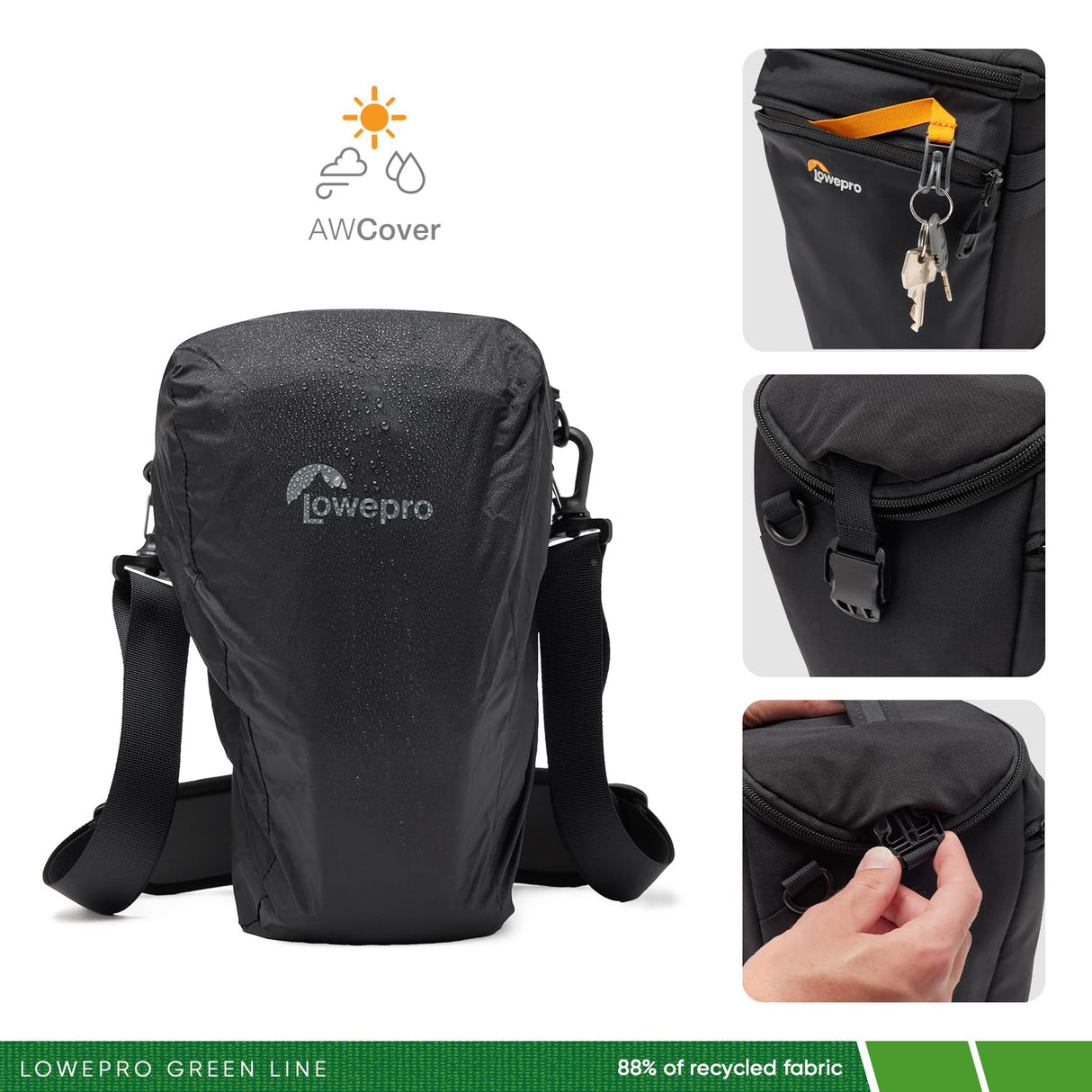 Lowepro ProTactic TLZ 70 Pro AW III Toploader Camera Bag, Camera Case for DSLR, Mirrorless, Vol.5L Dim: 30.5x14x16cm, for Cameras w/Lens Attached, Modular Shoulder Bag, for Photographer/Videographer