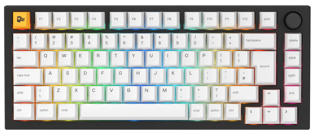 Glorious Gaming GMMK PRO 75% - Teclado gaming mecánico modular, TKL, carcasa de 1,5 kg, personalizable, cable espiral, reposamuñecas, keycaps blancas, RGB, distribuciones QWERTY inglés - Negro
