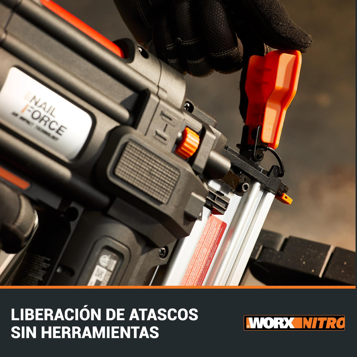 WORX Clavadora a batería 20V - 18GA PowerShare | WX842.9 | Clavos de 1,2mm y hasta 50mm de largo