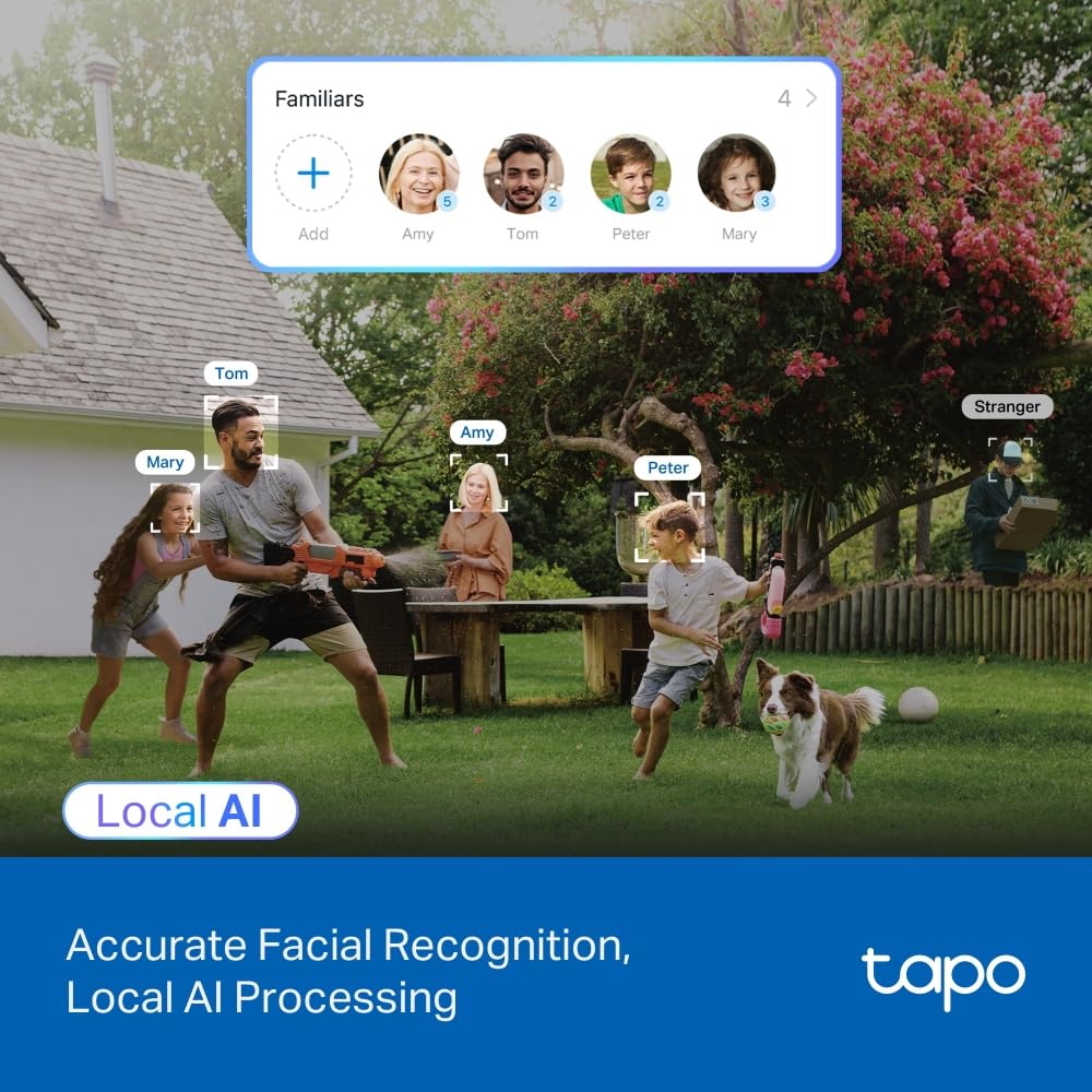 Tapo C560WS, Cámara de Seguridad Exterior Wi‑Fi 6 4K 8 MP, Pan/Tilt 360° AI, Visión Nocturna Color Starlight, Reconocimiento Facial, Zoom Digital 18×, Alarma Luz/Sonido, IP66, Audio Bidireccional