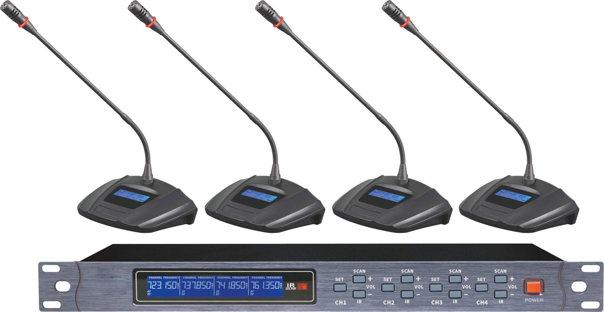 Karma Set 8042 - Kit de conferencias inalámbrico UHF con 4 micrófonos de Mesa