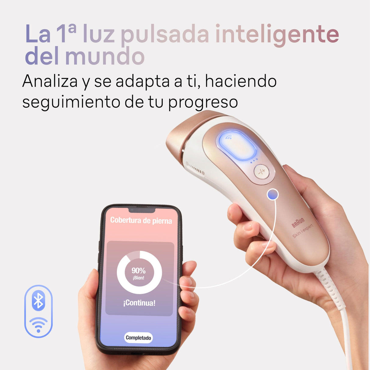 Braun Luz Pulsada Skin i·expert Smart IPL, Eliminación Del Vello En Casa, App Gratuita, Funda, Maquinilla Venus, 4 Cabezales, PL7387