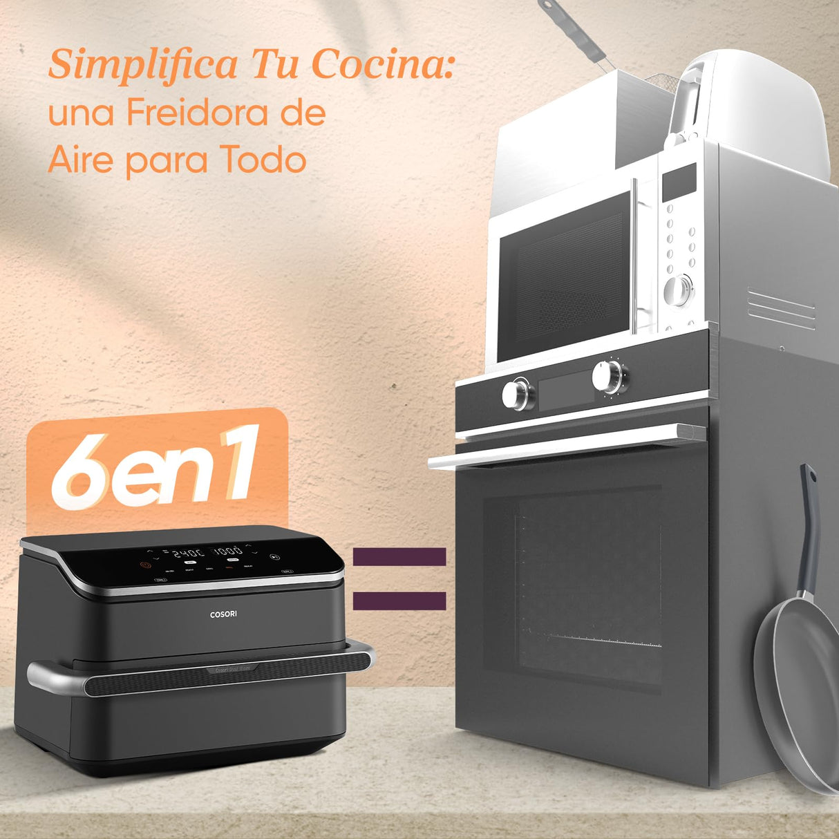 Cosori Freidora de Aire Grande-True Acero Inox-4 Resistencias Dual Blaze TwinFry 10โฏL-Flexible Doble Cesta Air Fryer 2800โฏW- Smart WIFI Controlโ 66โฏ% Eficiencia Energรฉtica-6 en 1-Mรกx 10 Personas