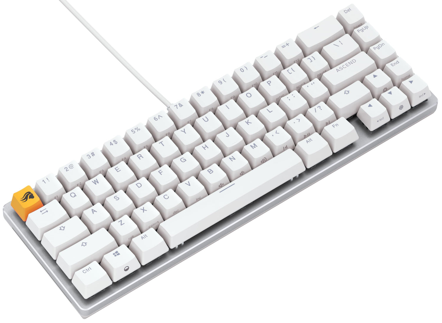 Glorious Gaming GMMK 2 Compact 65% - Teclado gaming mecánico, compacto TKL 65%, carcasa de aluminio, personalizable, keycaps dobles, switches Fox, RGB, distribuciones QWERTY estadounidense - Blanco
