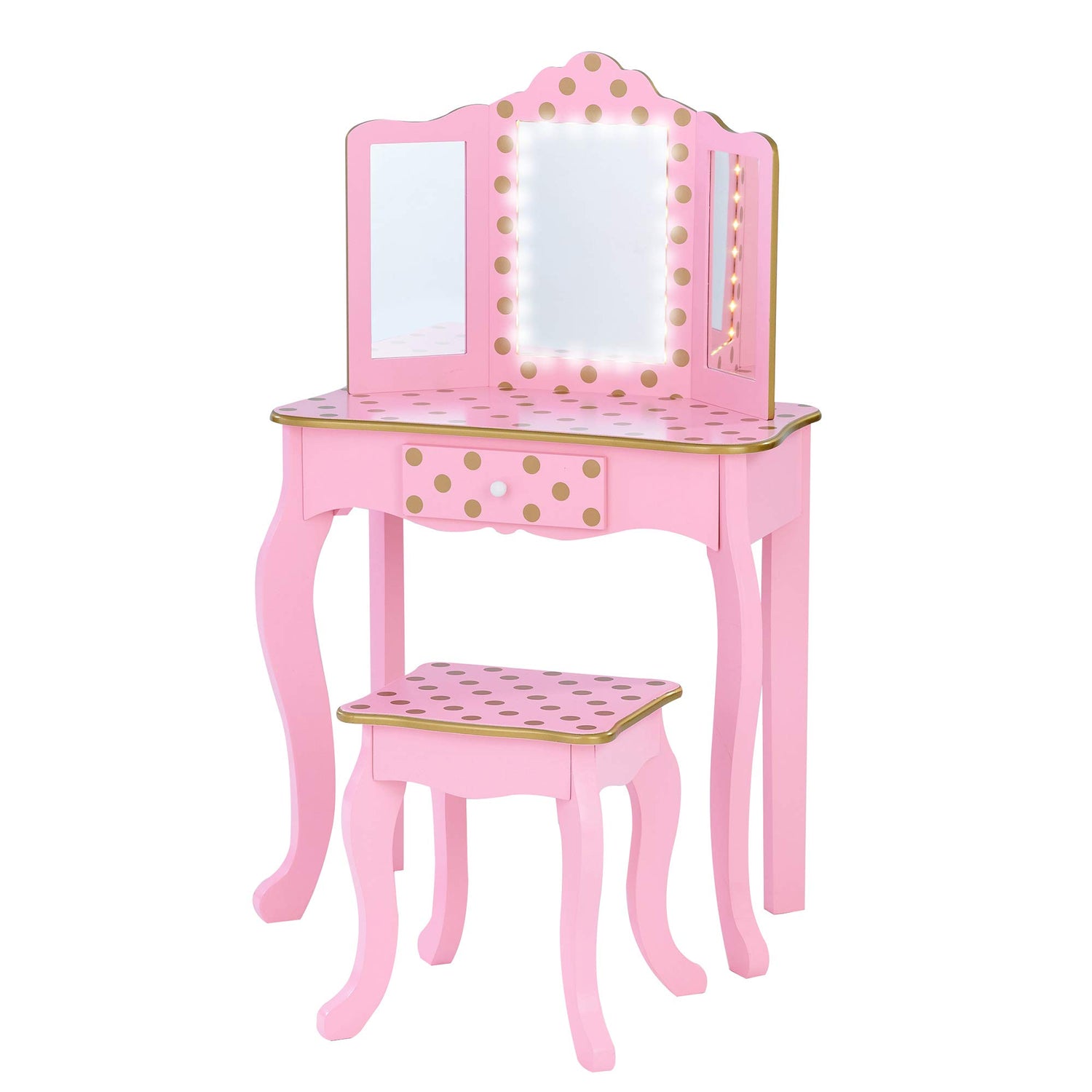 Teamson Kids Imitacion Tocador Espejo Y Luz LED para Niños Rosa/Oro-Rosa TD-11670LL