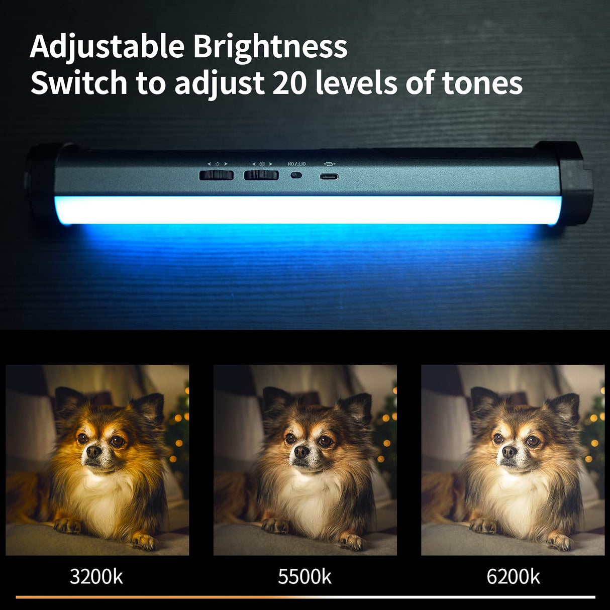 YC Onion LED iluminación de vídeo Bolsillo fotografía luz luz Fluorescente LED, con conexión de Control aplicación, CRI98 +, TLCI 98+, Color RGB 0-360, Temperatura de Color Ajustable 3200k-6200