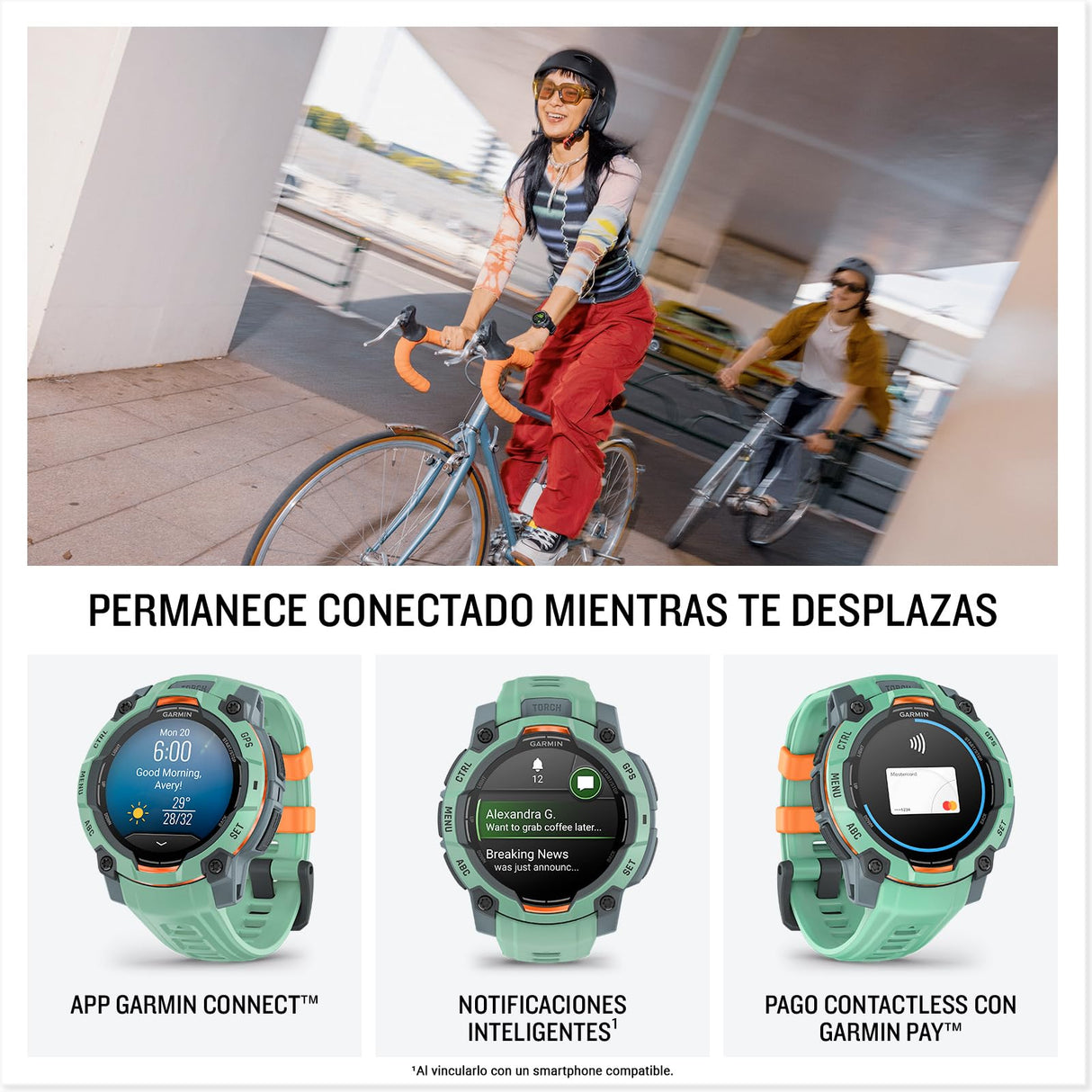 Garmin Instinct 3, Reloj inteligente con GPS, Pantalla AMOLED de 45 mm, Resistente al agua, Aplicaciones deportivas integradas, Monitorización de la salud, Linterna LED, Hasta 18 días autonomía, Verde