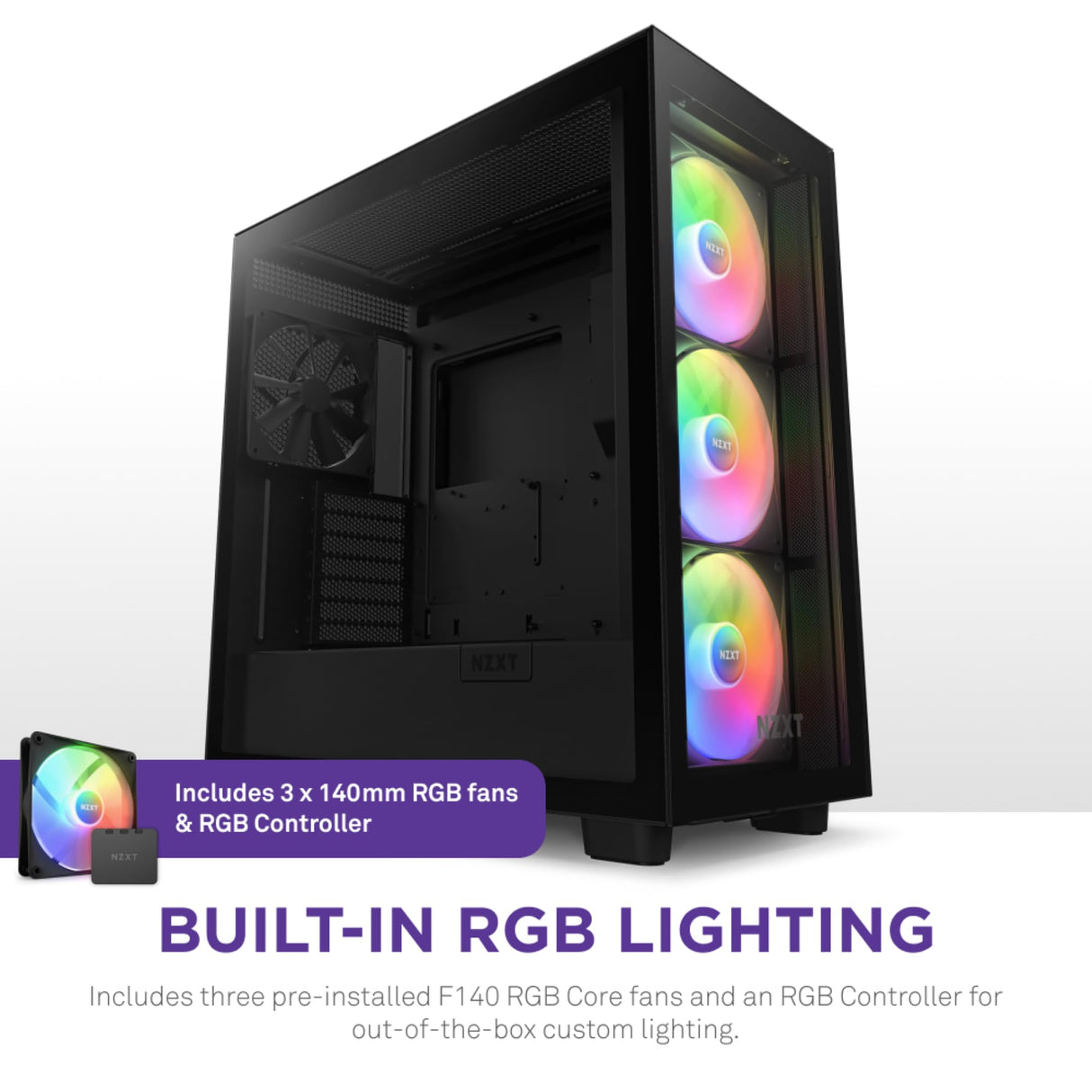 NZXT H7 Elite - CM-H71EB-02 - ATX Mid Tower PC Gaming Case - Puerto USB tipo C de E/S frontal - Panel lateral de vidrio templado de liberación rápida - Negro (2023)