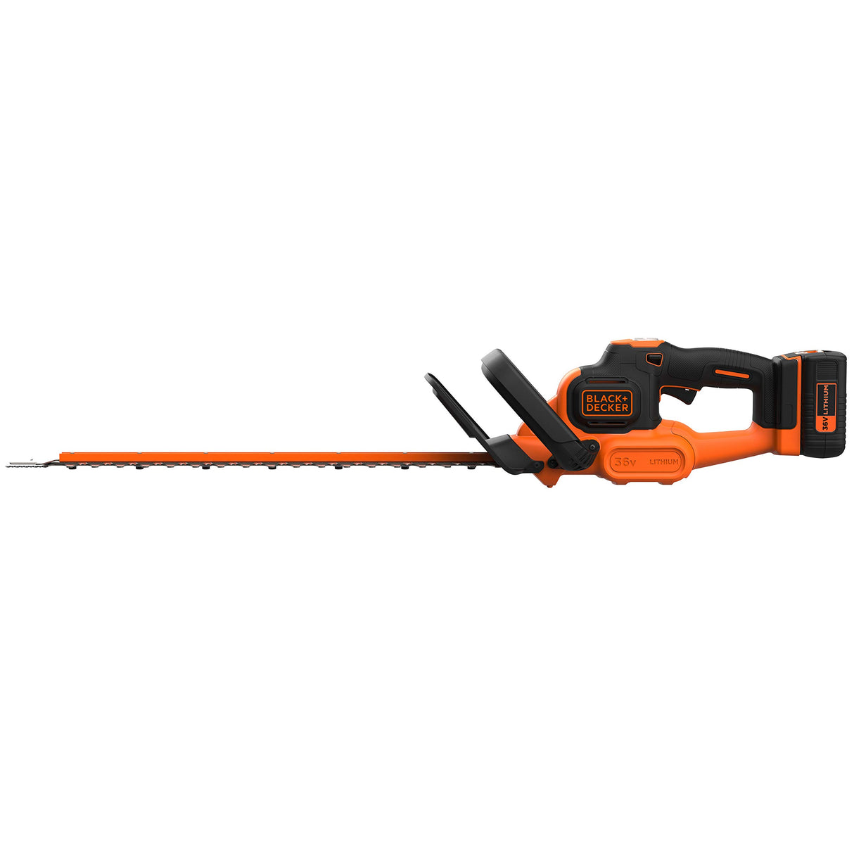 BLACK+DECKER Cortasetos 36V, Batería 2.5Ah, Cuchilla Doble Acción 55cm, Doble Interruptor y Mango, Tecnología Powercommand, Incluye Batería y Cargador 1,3A, BCHTS3625L1-QW