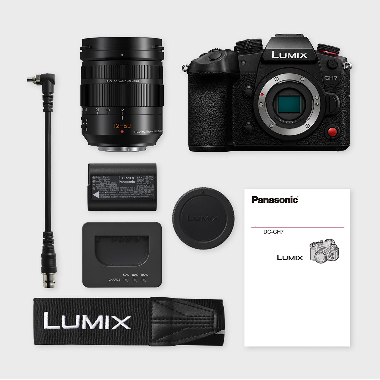 Panasonic Lumix DC-GH7LE Micro Cuatro Tercios Cámara Sin Espejo, Leica Lente 12-60mm DG Vario-Elmarit H-ES12060, 25,2 MP, C4K/4K 4:2:2 60/50p, AF Híbrido Fases, IS Activo, OLED, Negro