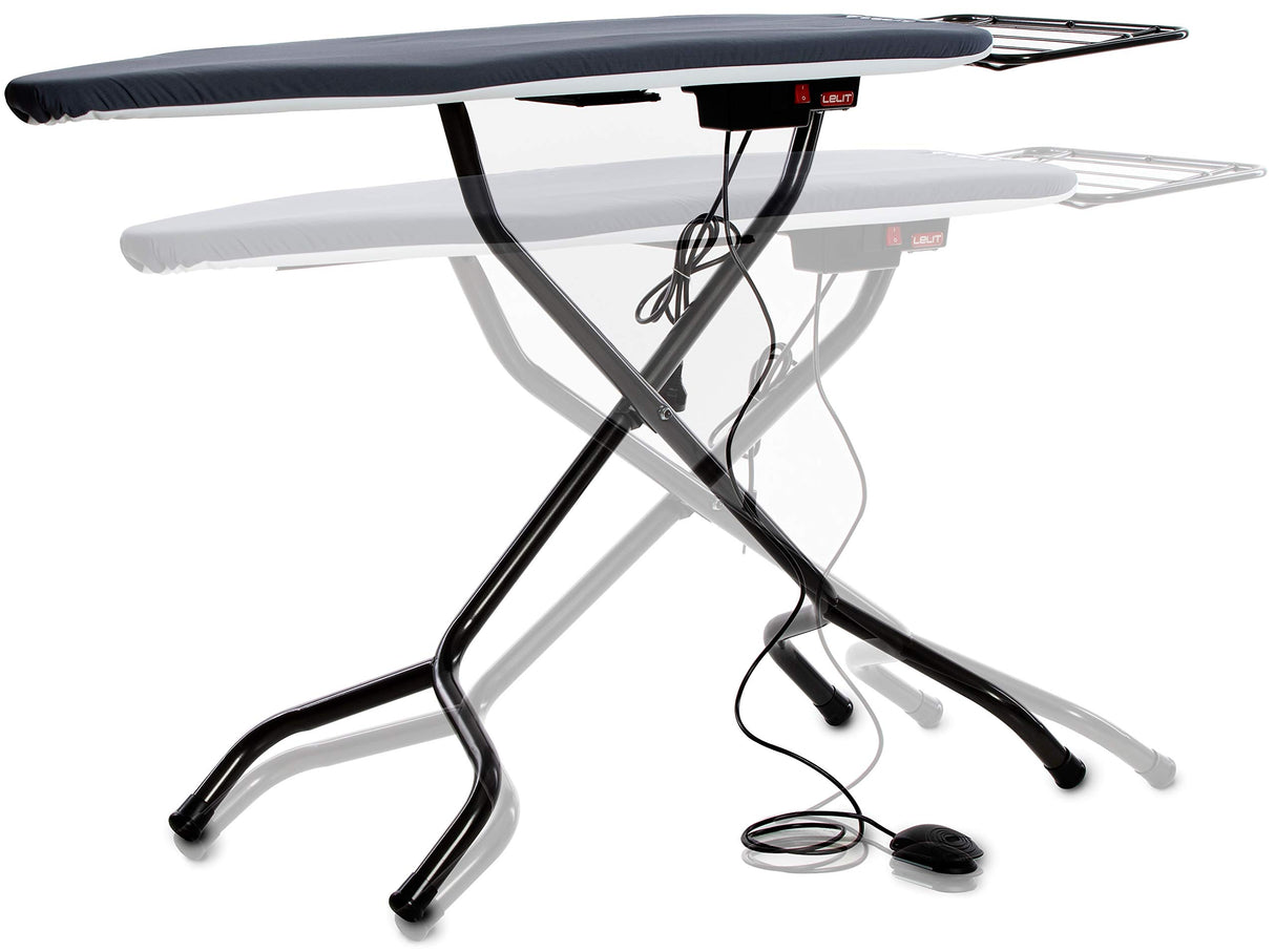 Lelit PA173 Claudia, Tabla de Planchar con Superficie calentada y Punta Sutil, función aspirante con Pedal de Control, 420 W, Metal, Negro, 123x38 cm