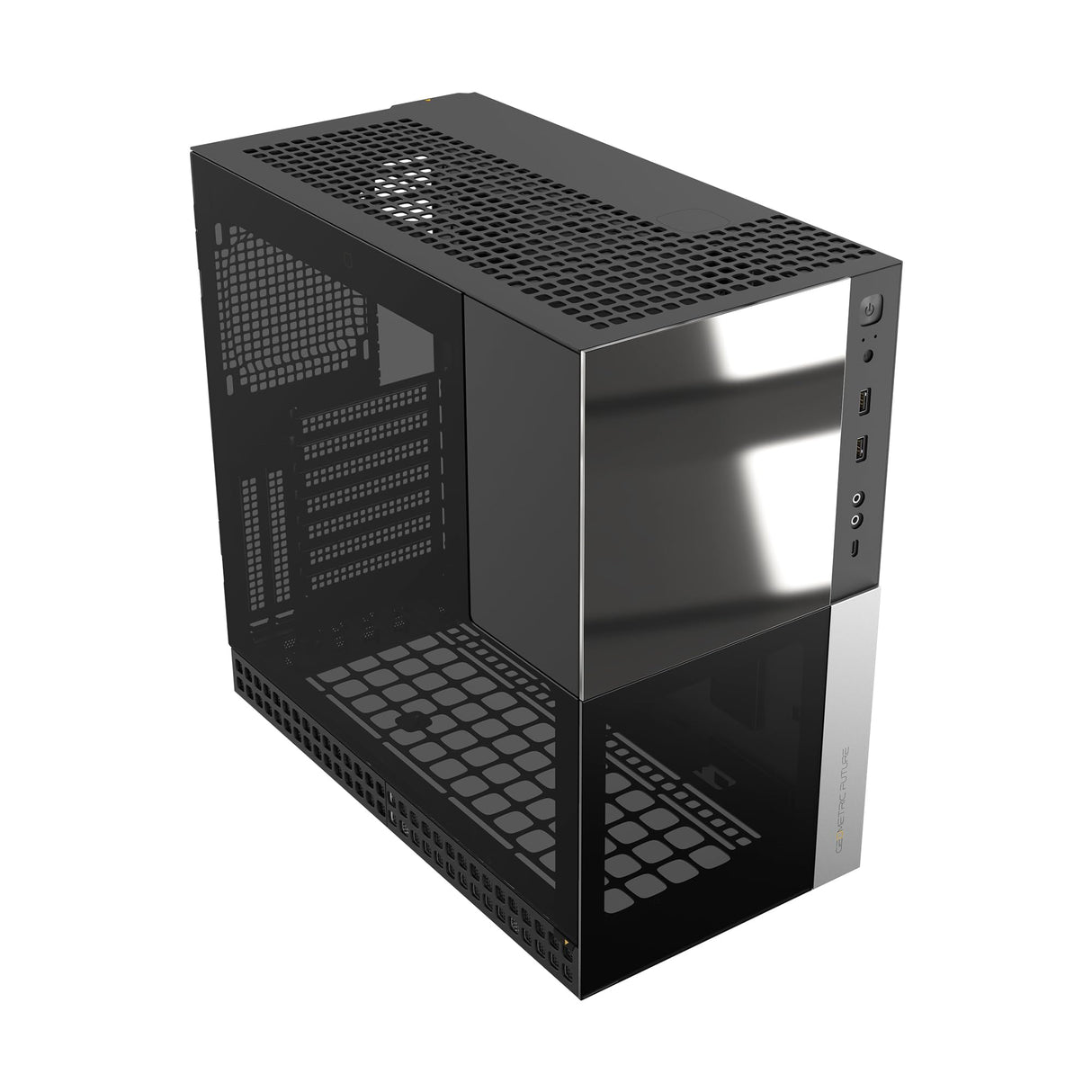 Geometric Future M4 Caliburn Mid/Mini Tower, Caja para Juegos E-ATX/ATX, Vidrio/Acero de 1,2 mm, Tipo C, Montaje Vertical para GPU, GEO-M4-CAL