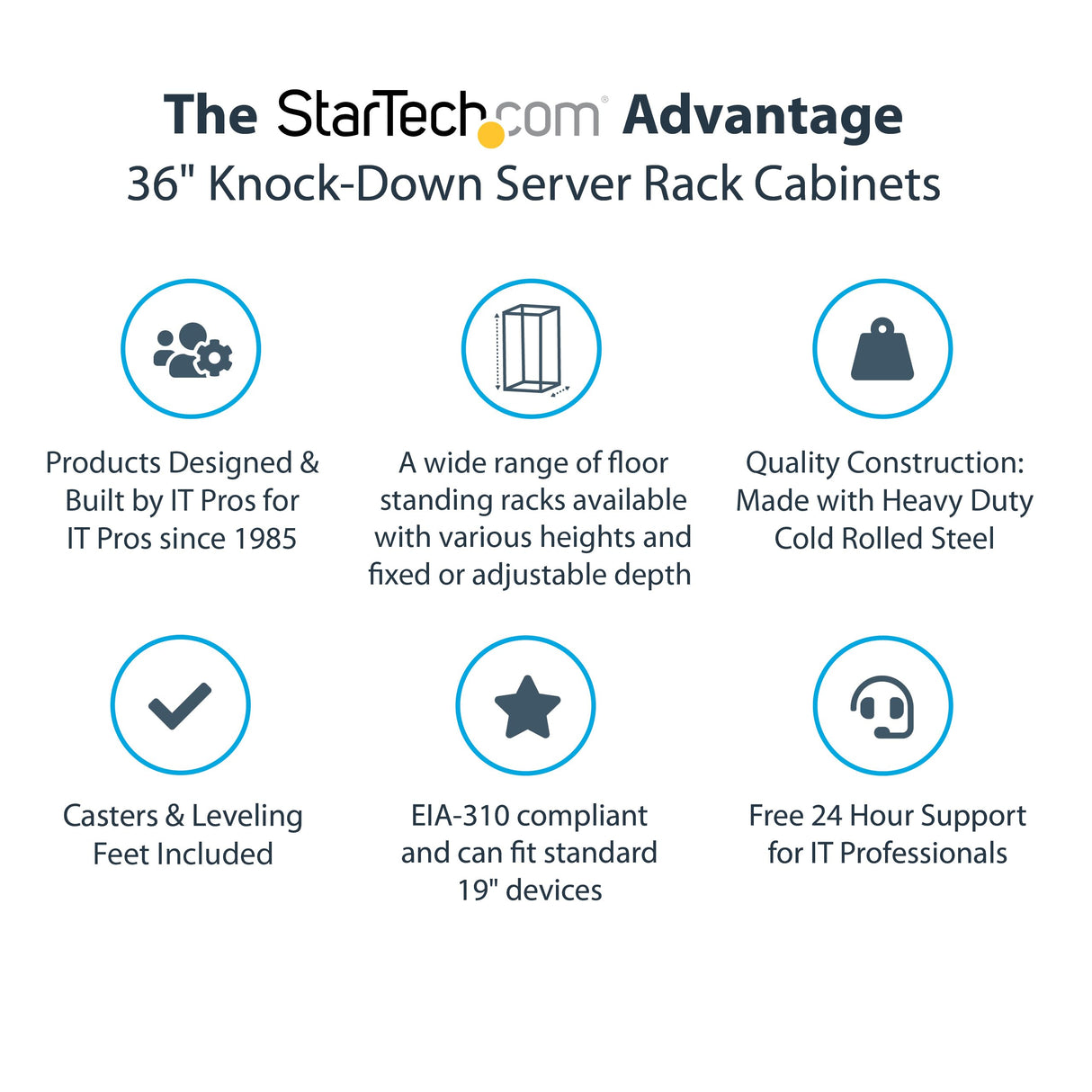 StarTech.com Armario Rack para Servidores 12U 19" 4 Columnas, Rack de Servidores con Carriles de Montaje Ajustables