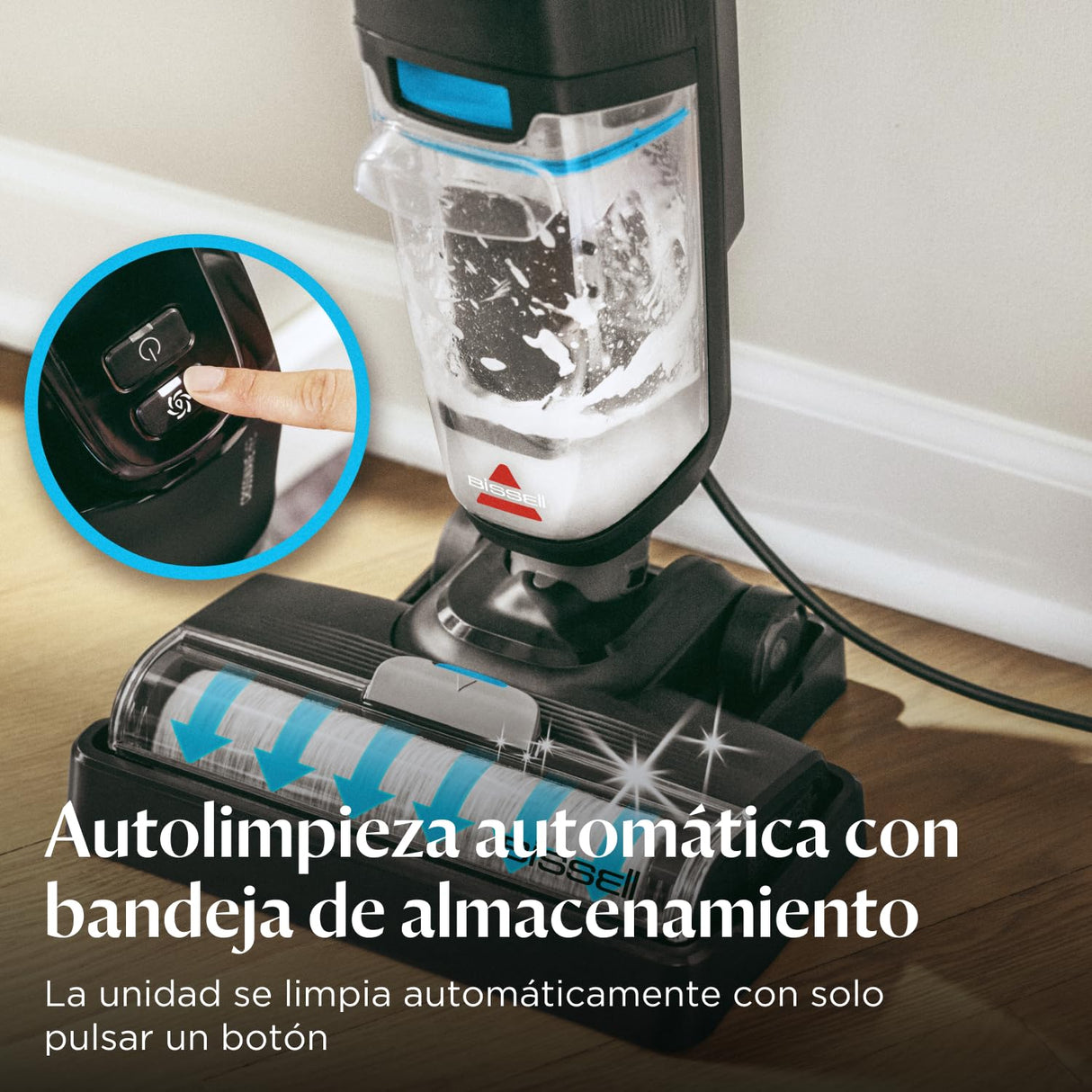 Bissell CrossWave HF2, Aspiradora de Mano con Cable, Aspirado y Mopa en un Solo Paso, Escoba Aspiradora Vertical Ligera, Vacuum Cleaner Potente, Aspiradora de Agua, Solo para Suelos Duros, 3845N