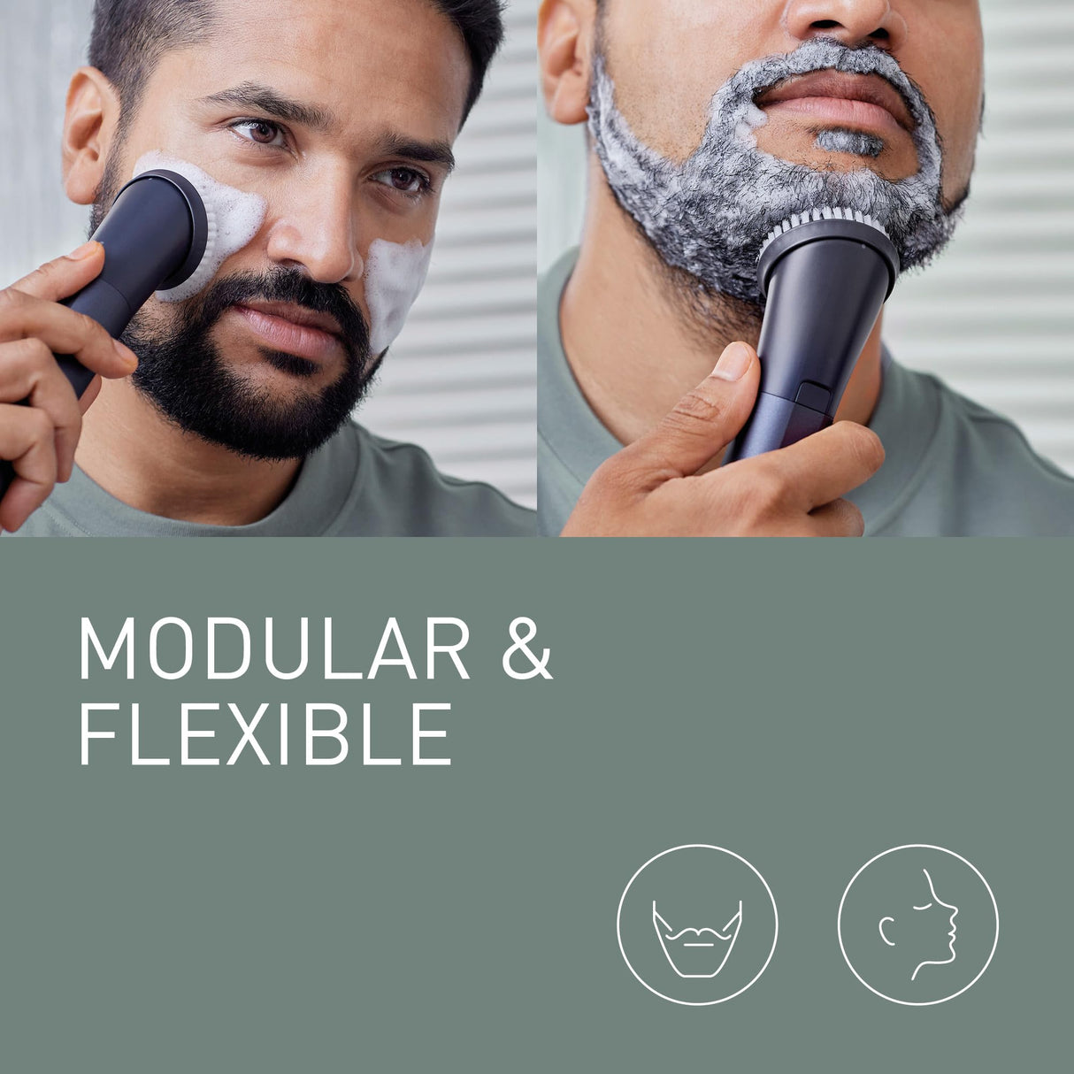 Panasonic MULTISHAPE ER-CKL2, ER-CDT1 & ER-CFB1 Paquete, Unidad principal, Accesorios Cabezales de Afeitado y Recorte, Cortabarbas y cortapelos, Cepillo Facial con batería de ion-litio, Negro