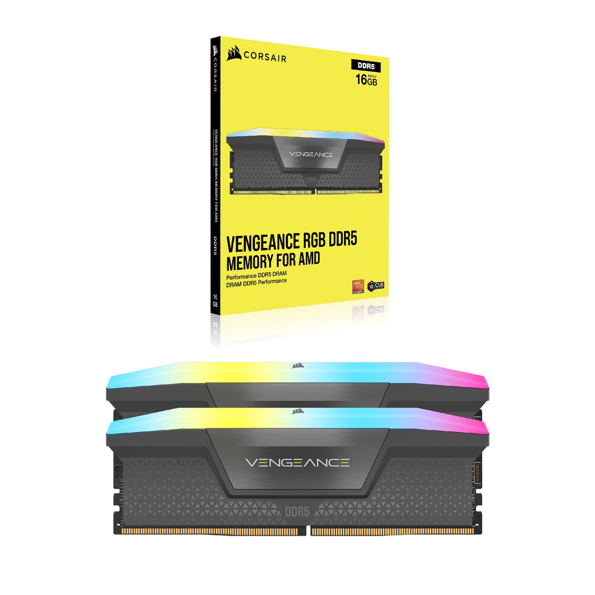 CORSAIR VENGEANCE RGB DDR5 64GB (2x32GB) DDR5 6000MHz CL40 AMD EXPO Intel XMP iCUE Memoria de Ordenador Compatible - Gris (CMH64GX5M2B6000Z40)