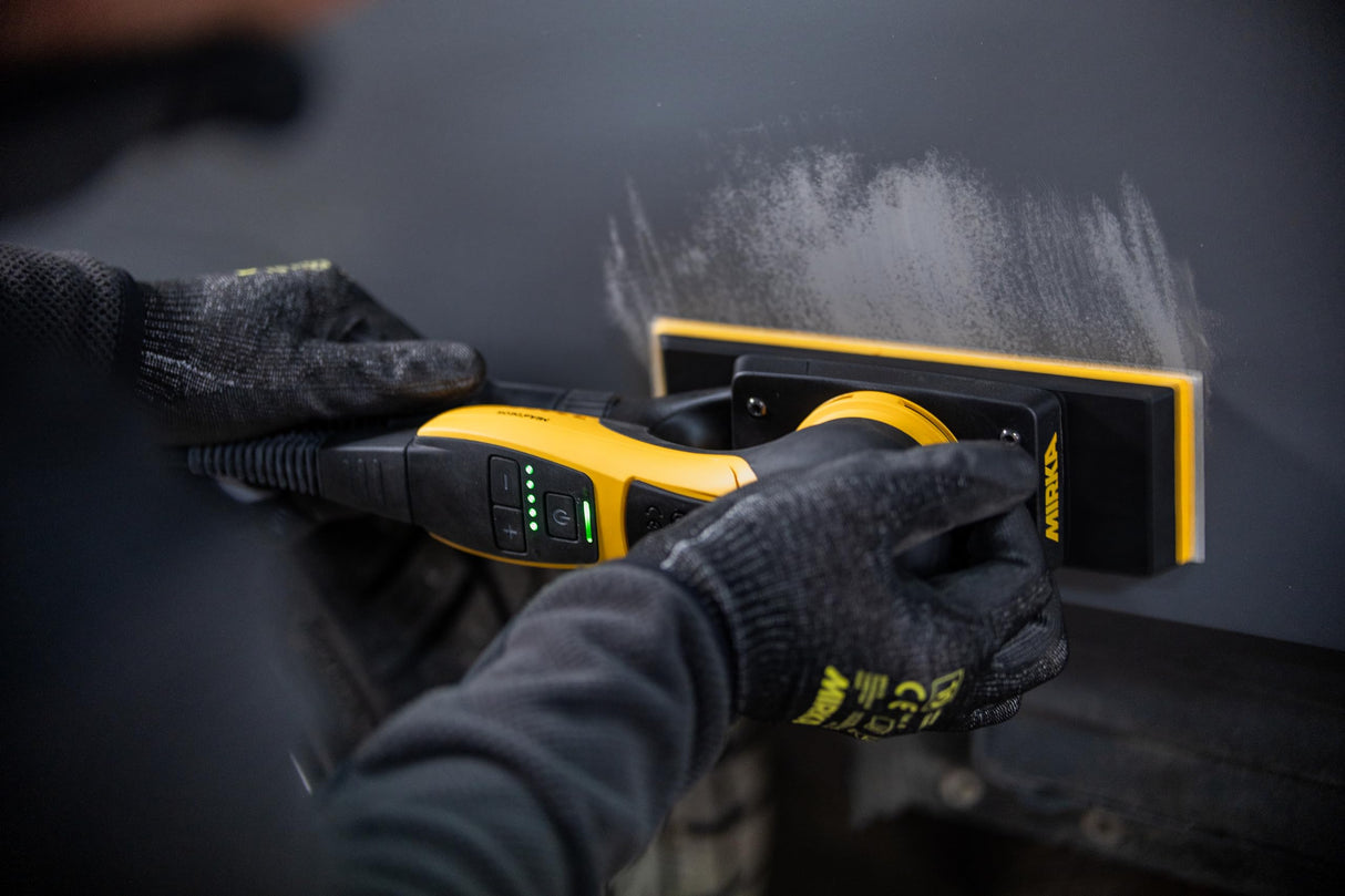 Mirka DEOS II 383 lijadora orbital en maletín 70x198mm 300 W lijadora de baja vibración para el lijado sin polvo de madera, tabiquería seca y metal con papel de lija velcro / MID3834044