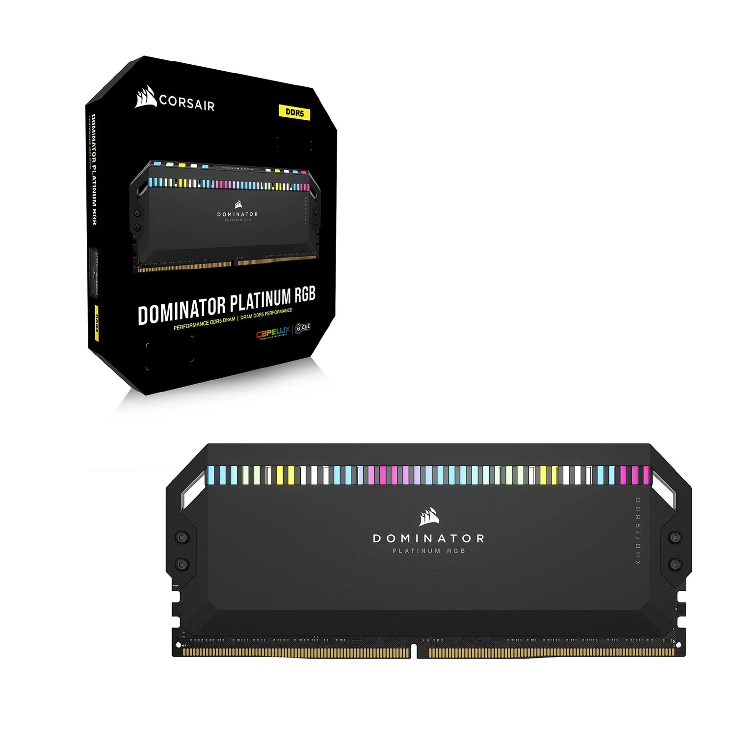 Corsair DOMINATOR PLATINUM RGB DDR5 32 GB (2 x 16 GB) 5200MHz C40 Memoria per Desktop (Regulación de voltaje integrada, Refrigeración DHX patentada, 12 LEDs CAPELLIX RGB, Optimizadas para Intel) Negro