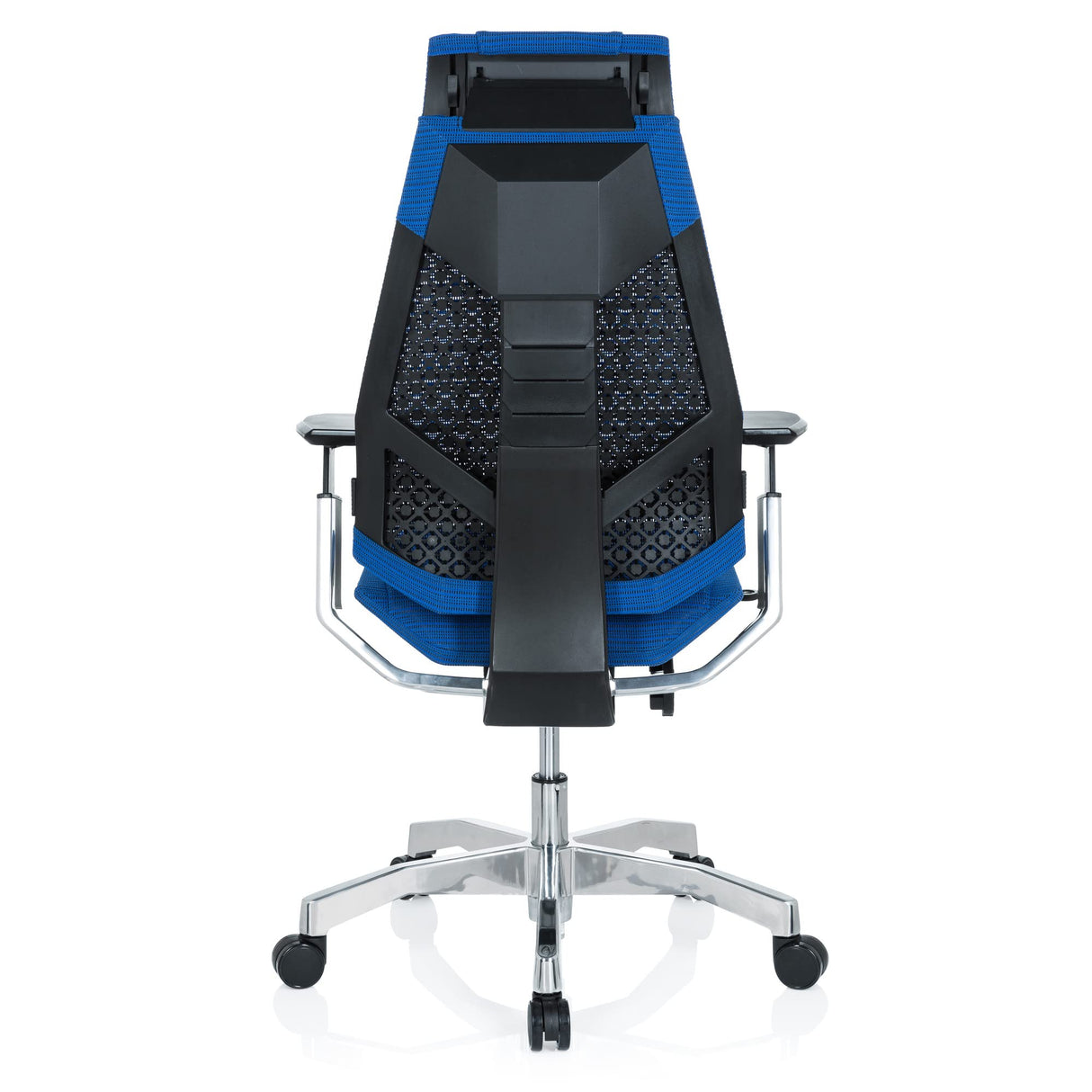 hjh OFFICE 652604 Silla de Oficina GENIDIA Pro Tejido de Malla Azul, Silla ejecutiva ergonómica, reposabrazos y reposacabezas Ajustables
