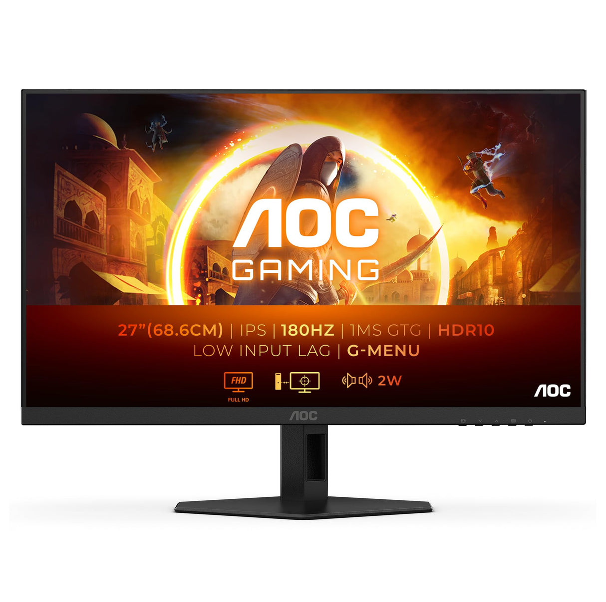 AOC Agon Pro AG326UDAM - Monitor Gaming OLED UHD de 32 Pulgadas, 165 Hz, 0,03 ms, HDR400, FreeSync Prem. Pro, compilación G-Sync. (3840x2160, 2X HDMI 2.1, 1x DP 1.4, concentrador USB) Negro Gris
