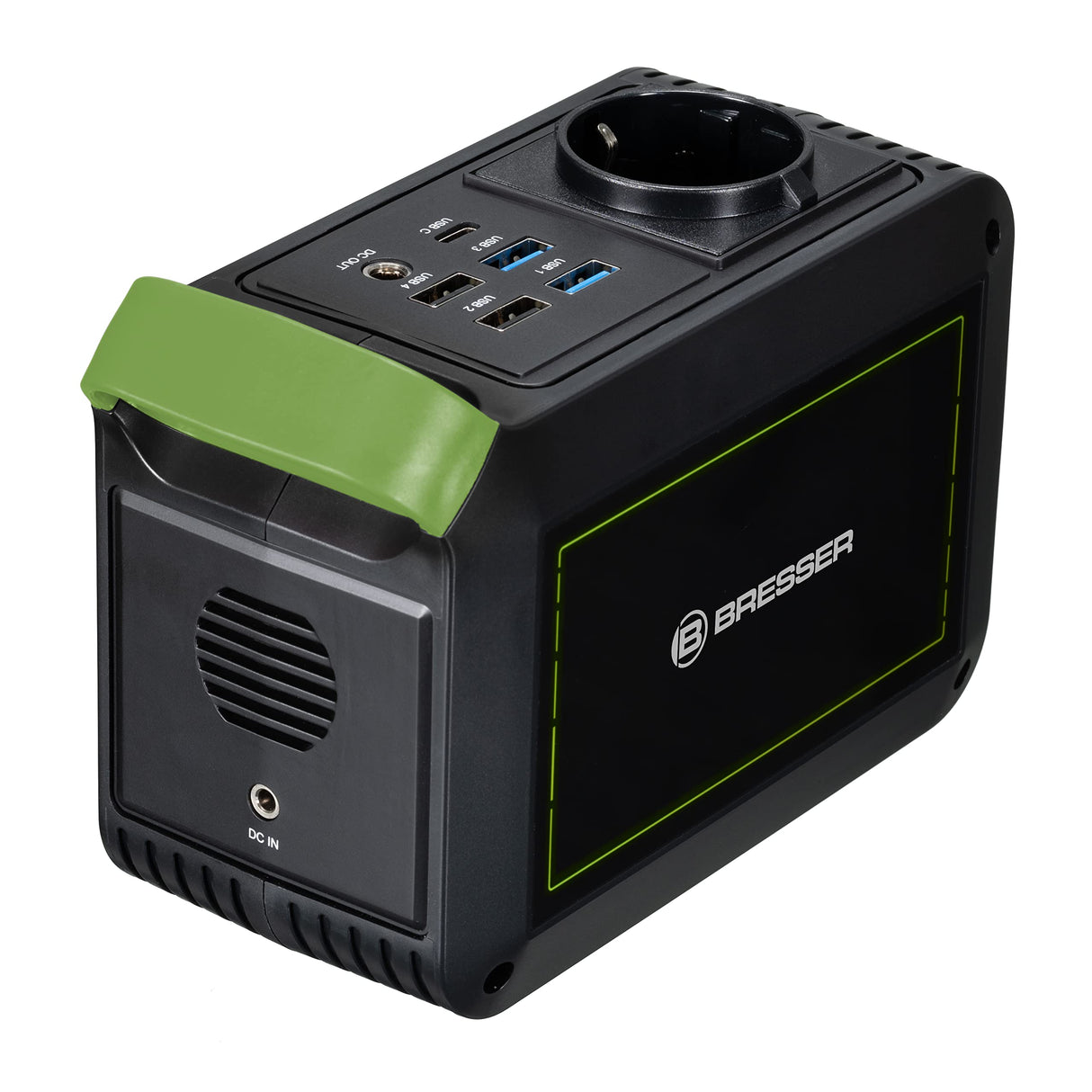 Bresser Mobile Power Station 88,8 Wh, 6 Ah / 14,8 V con batería de iones de litio de alta calidad, puertos USB, CA y CC y gran luz LED