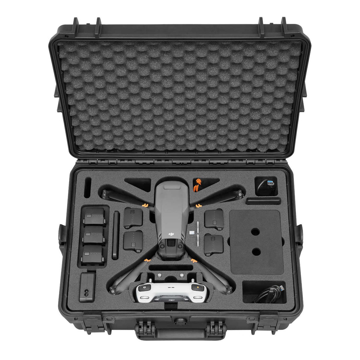 TOMcase Maleta para Drones Ready to Fly para dji Mavic 3 / Pro/Classic, Mando a Distancia estándar o dji RC/RC Pro, Carga de baterías en la Caja, Maleta Impermeable - Made in Germany (RTF)