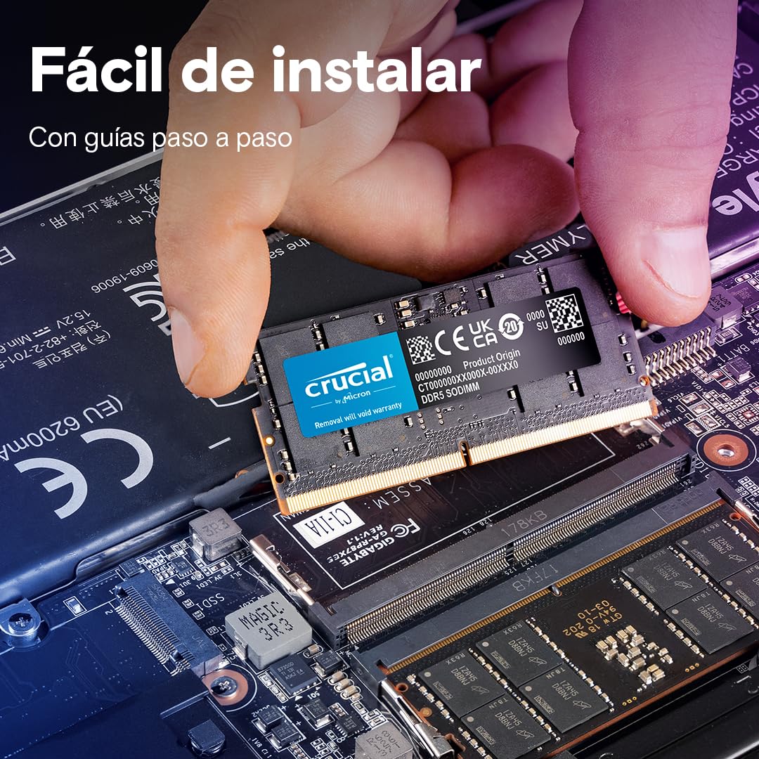Crucial RAM 96GB Kit (2x48GB) DDR5 5600MHz (o 5200MHz o 4800MHz) Memoria del Portátil CT2K48G56C46S5