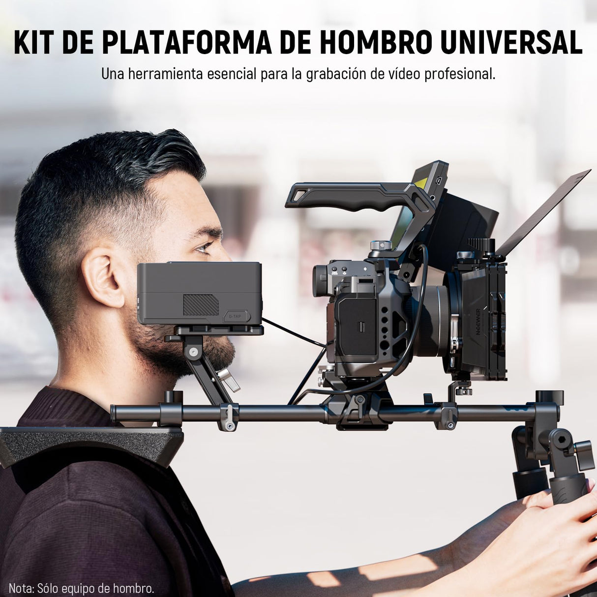 NEEWER Equipo de Hombro Mount Video Rig para Cámara DSLR y Videocámara Arca Liberación, Asas Dobles 15mm Varilla(16"/40cm), Estabilizador Video para Cine Compatible con SmallRig Follow Focus, SR007