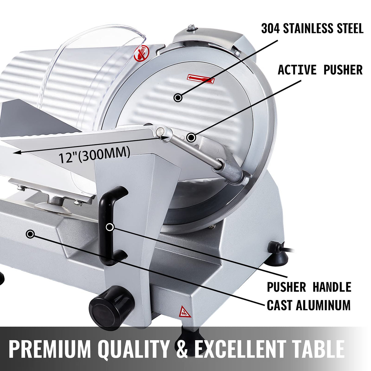 BuoQua Cortafiambres Profesional, 250W 30 cm Hoja de Acero Inoxidable Cortafiambres Eléctrico, Espesor 0-16 mm Cortadora de Fiambres Ajustable para Carne, Fiambres, Queso, Rosbif, Verduras, Frutas