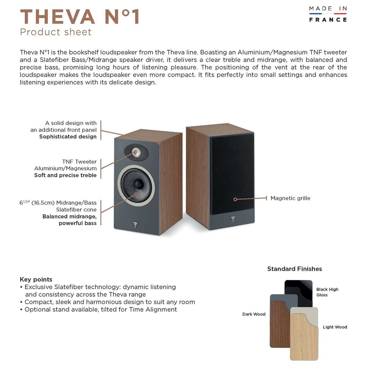 Focal Theva No.1 - Altavoces para estantería (2 vías), Color Negro