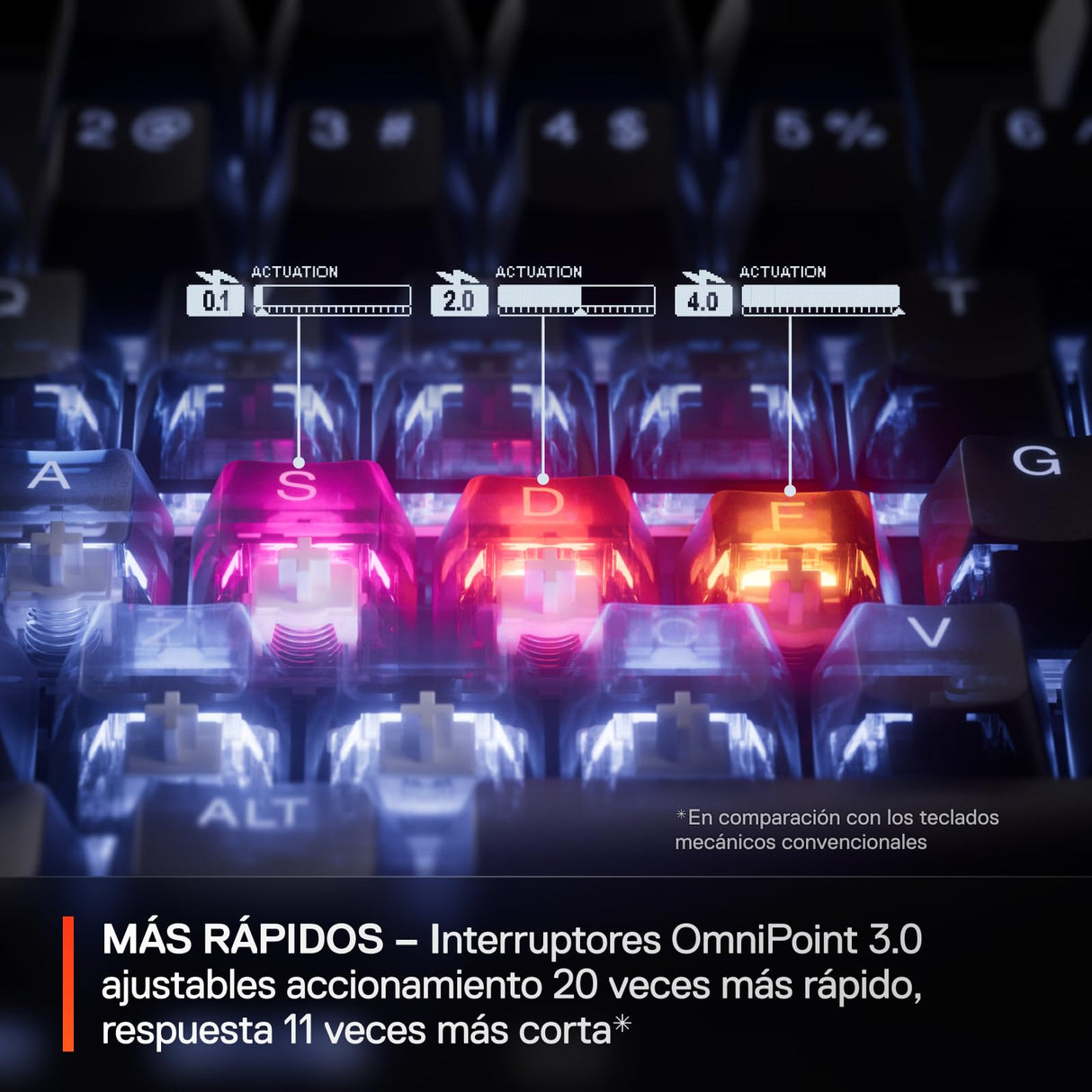 Steelseries Apex Pro Gen 3 Teclado Mecanico Gaming - HyperMagnetic Interruptores OmniPoint 3.0 - Accionamiento Ajustable - Rapid Trigger + Rapid Tap - Preajustes - Modo protección - USB-C - US QWERTY