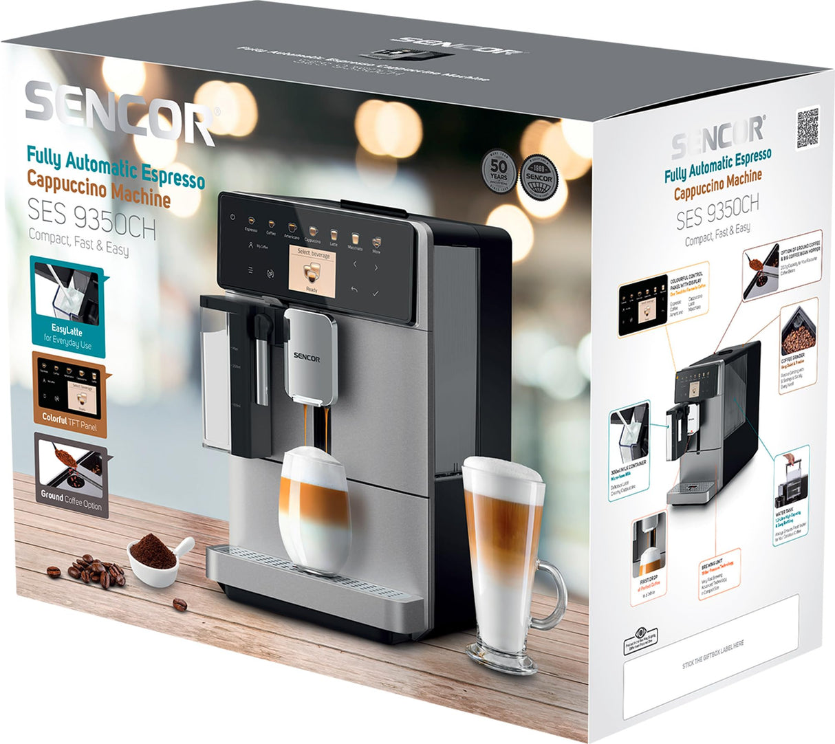 SENCOR Máquina automática de espresso/capuchino SES 9350CH