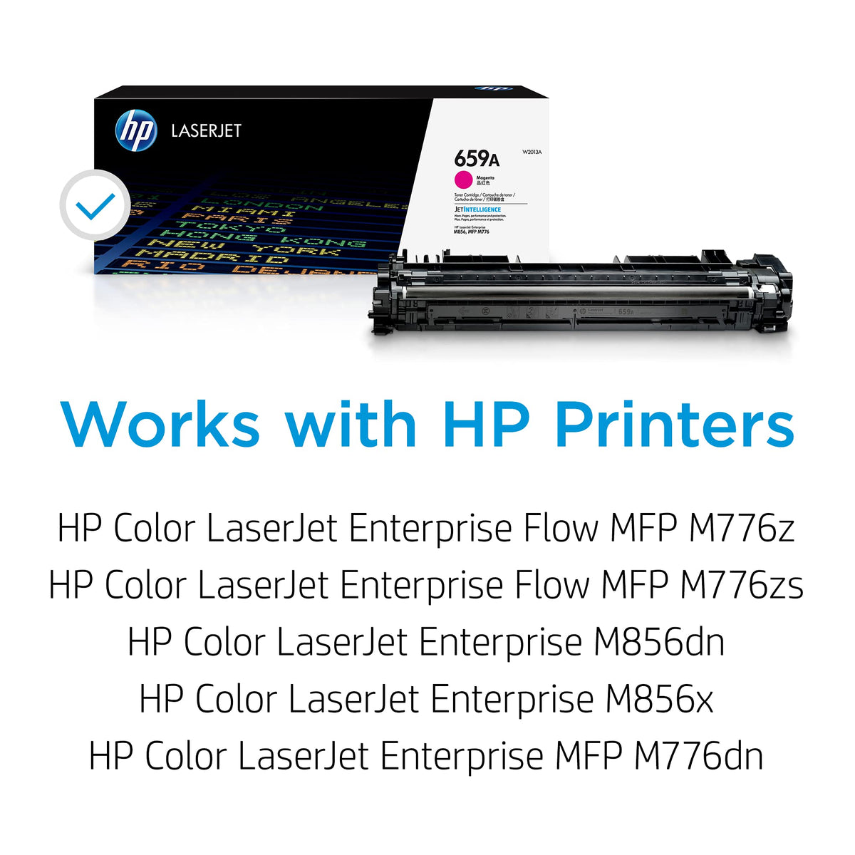 HP 659A W2013A, Magenta, Cartucho Tóner Original, de 13.000 páginas, para impresoras HP Color LaserJet Enterprise M856dn, MFP M776dn, HP Color LaserJet Enterprise Flow MFP M776z y MFP M776zs