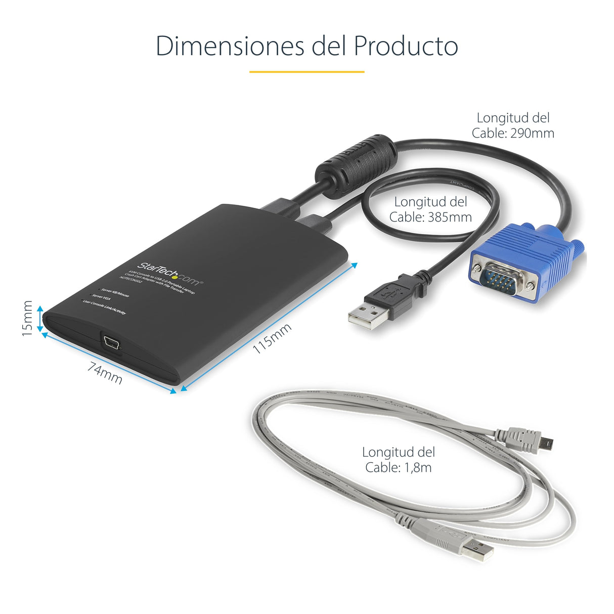 StarTech.com Adaptador USB de Crash Cart - Vídeo y Transferencia de archivos - Adaptador de Crash Cart para Ordenador Portátil - Adaptador KVM de Crash Cart para Sala de Servidores (NOTECONS02)