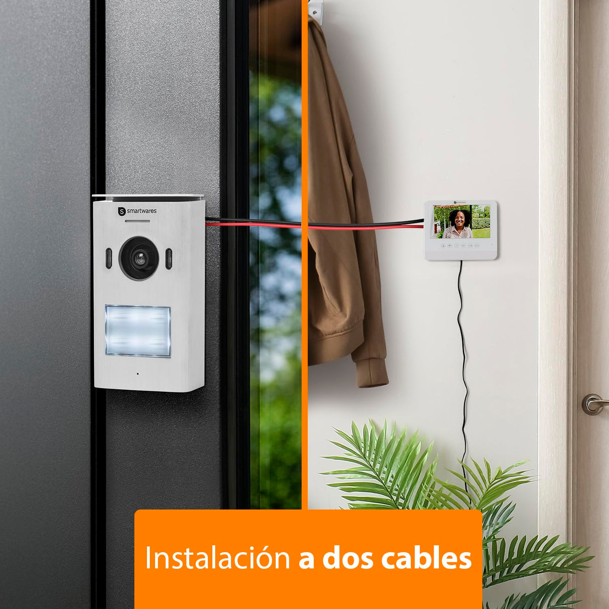 Sistema de Videoportero Smartwares DIC-22212 – 720p HD – Monitor LCD de 7” (17,8 cm) – Cámara de inclinación/panorámica - Función de grabación automática – Visión nocturna - Resistente al agua