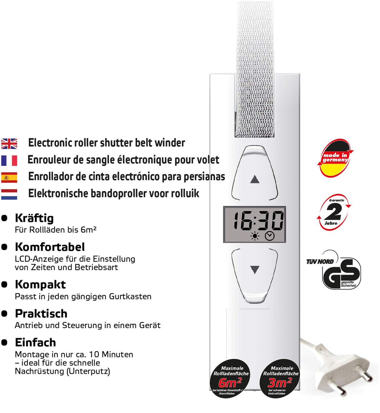 Superrollo Professional SR10250 GW250 Enrollador eléctrico, 23 mm