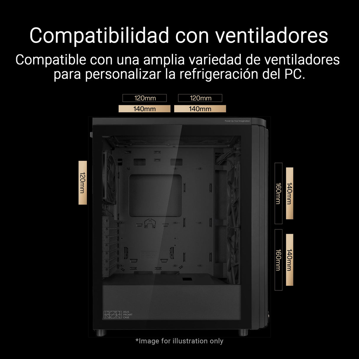 ASUS ProArt PA401, Chasis ATX con Panel de Metal, Compatible con GPU de hasta 314 mm, Dos Ventiladores de 160 mm, Bloqueo del Panel Lateral, Soporte para Fuente de alimentación extraíble