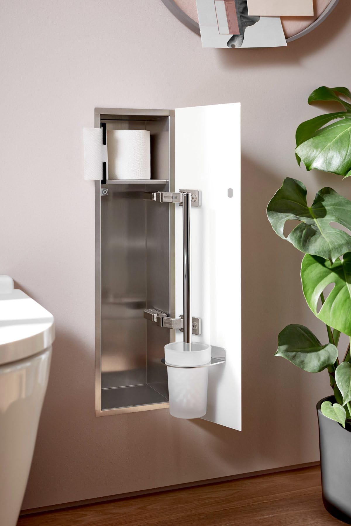 Emco Módulo de Inodoro asis Pur con Tope de Puerta Izquierda para Puerta Izquierda, empotrable, 435 mm, Blanco Alpino Mate