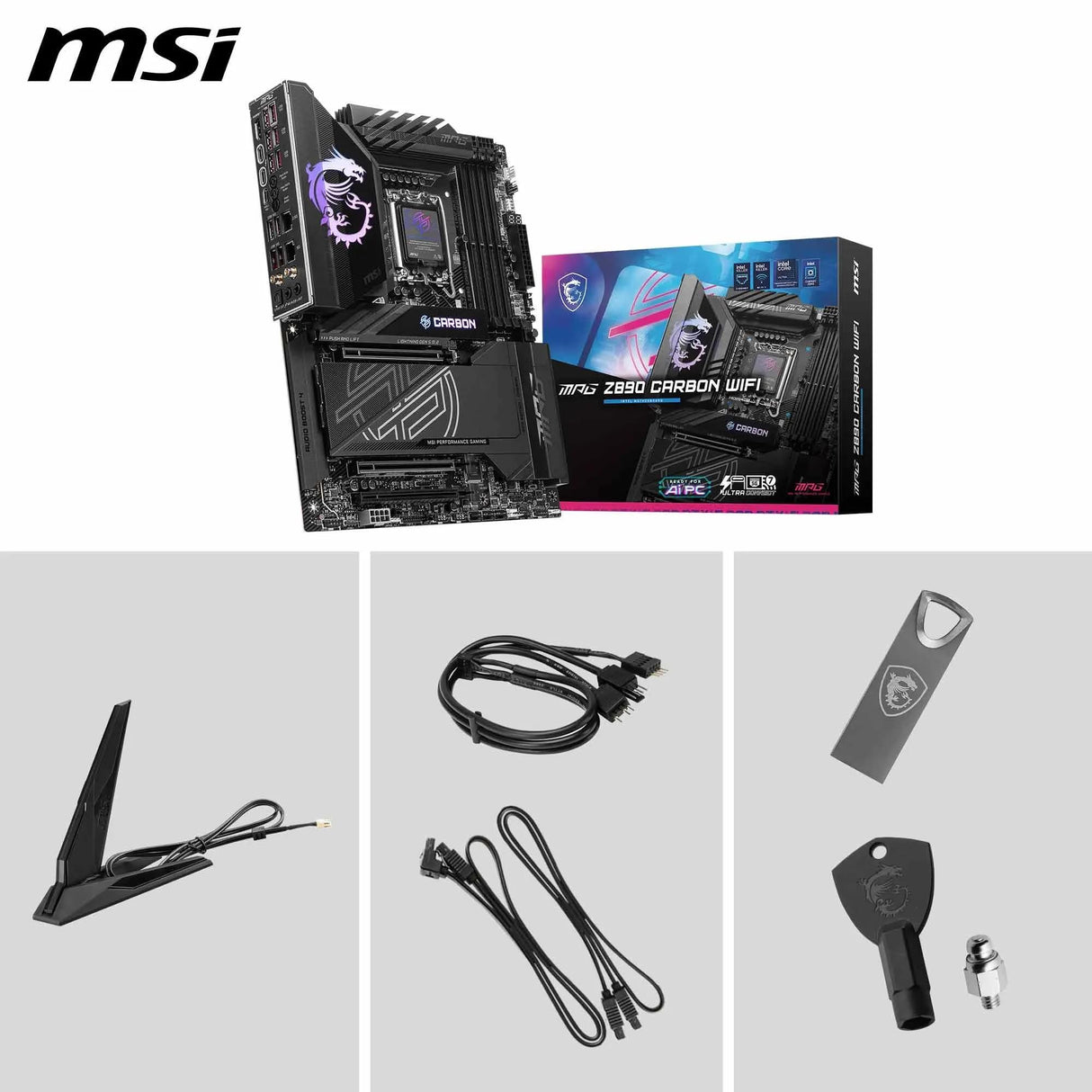 MSI MPG Z890 Carbon WiFi Placa Base ATX, Admite Intel Core Ultra (Serie 2), LGA 1851-110A SPS VRM, DDR5 Memory Boost 9200+ MT/s (OC), PCIe 5.0 x16 & 4.0 x16, M.2 Gen5