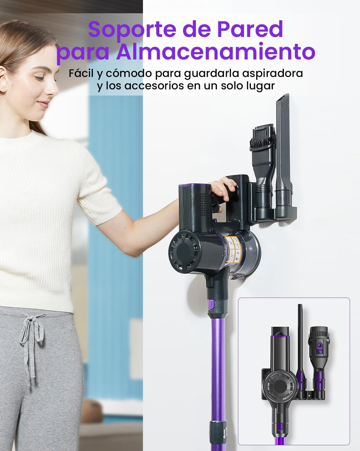 Vexilar Aspiradora sin Cable V8PRO 35KPa,Aspirador 3-en-1 Autonomía 40 Mins, Escoba Aspiradora sin Cable Potente Succión,Aspirador Vertical para Pelo de Mascotas/Alfombra/Suelo/Coche