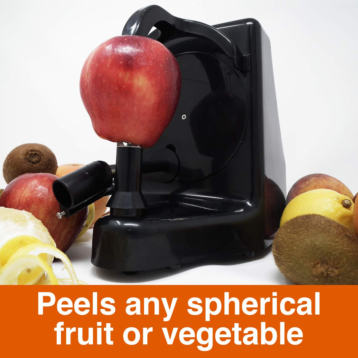 Pelamatic - Pelador de Naranjas Profesional | Eficiente, 3 Frutas/Min | Uso Sencillo | Versátil Frutas y Verduras | Resistente a Óxido | Limpieza Fácil, Negro