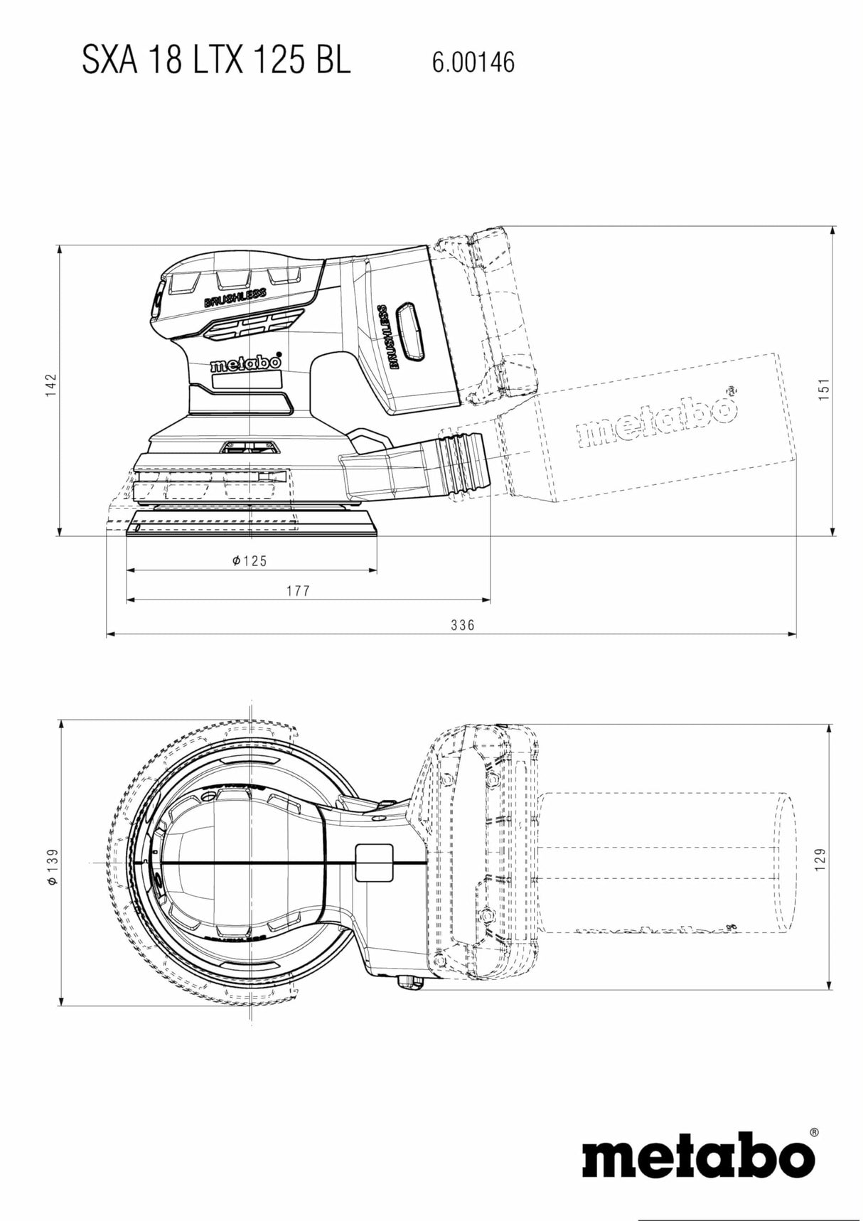 Metabo Batería excéntrica SXA 18 LTX 125 BLK 600146850 TV00
