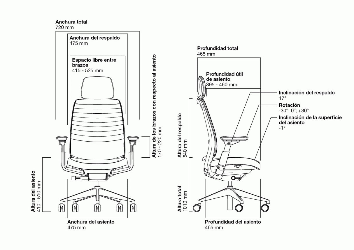 Steelcase Series 2, silla de oficina ergonómica con sujeción lumbar, brazos 4D y reposa cabeza regulables, respaldo de malla Ónix