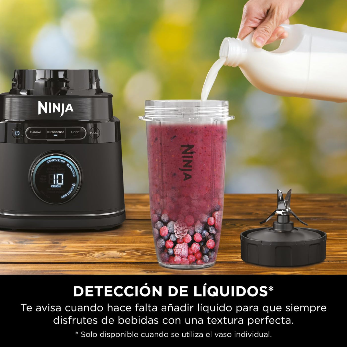 Ninja Detect Power Pro Batidora y Procesador de alimentos 3 en 1 (1200W), vaso de 680 ml y cuchilla para masa, ideal para mezclar, picar y batir, negro, TB401EU