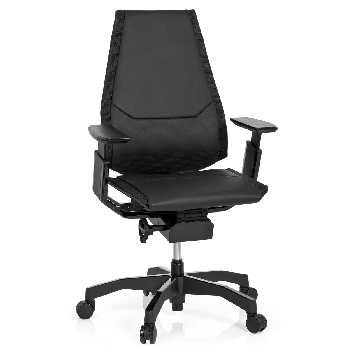hjh OFFICE 652851 Silla de Oficina GENIDIA Black Cuero Negro, Silla Ejecutivo, Silla giratoria ergonómica, Respaldo Ajustable