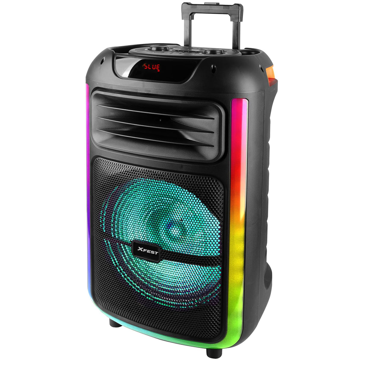Trevi XFest XF 1400 KB - Altavoz inalámbrico de 100 W, altavoz portátil con micrófono con cable incluido, entradas USB, micro SD, entrada auxiliar y guitarra, función TWS, batería recargable integrada