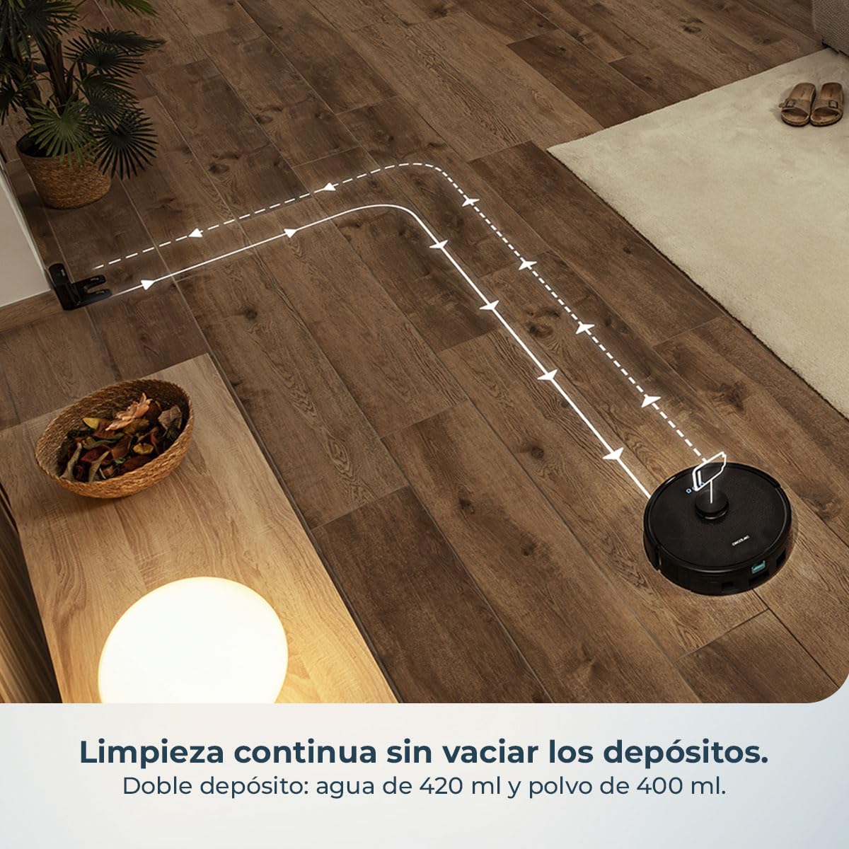 Cecotec Robot Aspirador con Navegación Giroscópica y App Conga M50 X-Treme. 7000Pa, Barre, Aspira, Friega y Pasa la Mopa, Autonomía 160mins, Sensores Anticaídas, Cepillo Multifunción, TotalSurface
