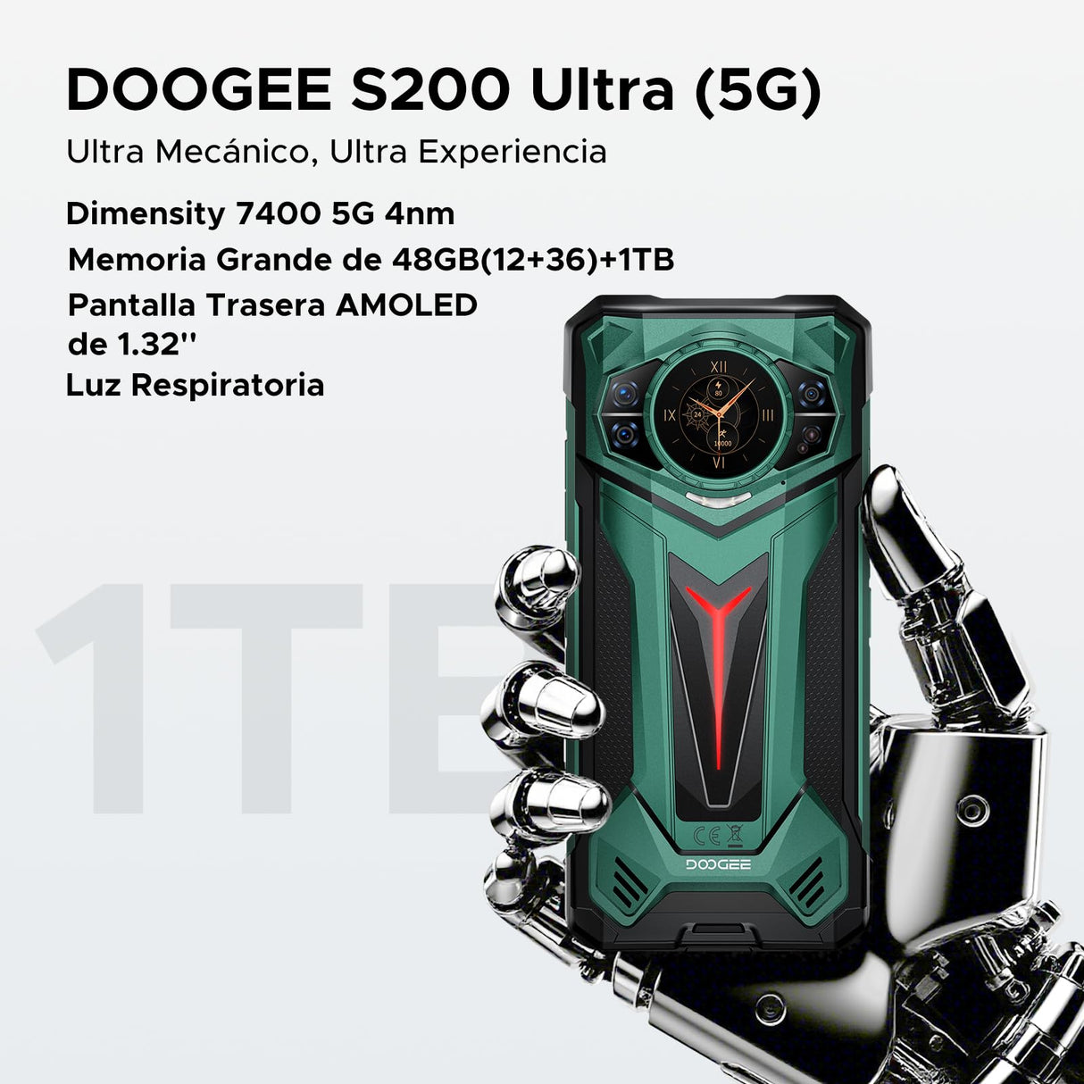 DOOGEE S200 Ultra 5G Movil Irrompible, 6,72" 48GB+1TB, 11000mAh/66W Android 15 Móvil Rugerizado, 5G Teléfono Móvil Resistente, 100MP/Dual SIMOTG/NFC